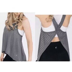 Zyia Active Tank Top Gray Striped Nimbus Split Back Racerback Lightweight Sz XL